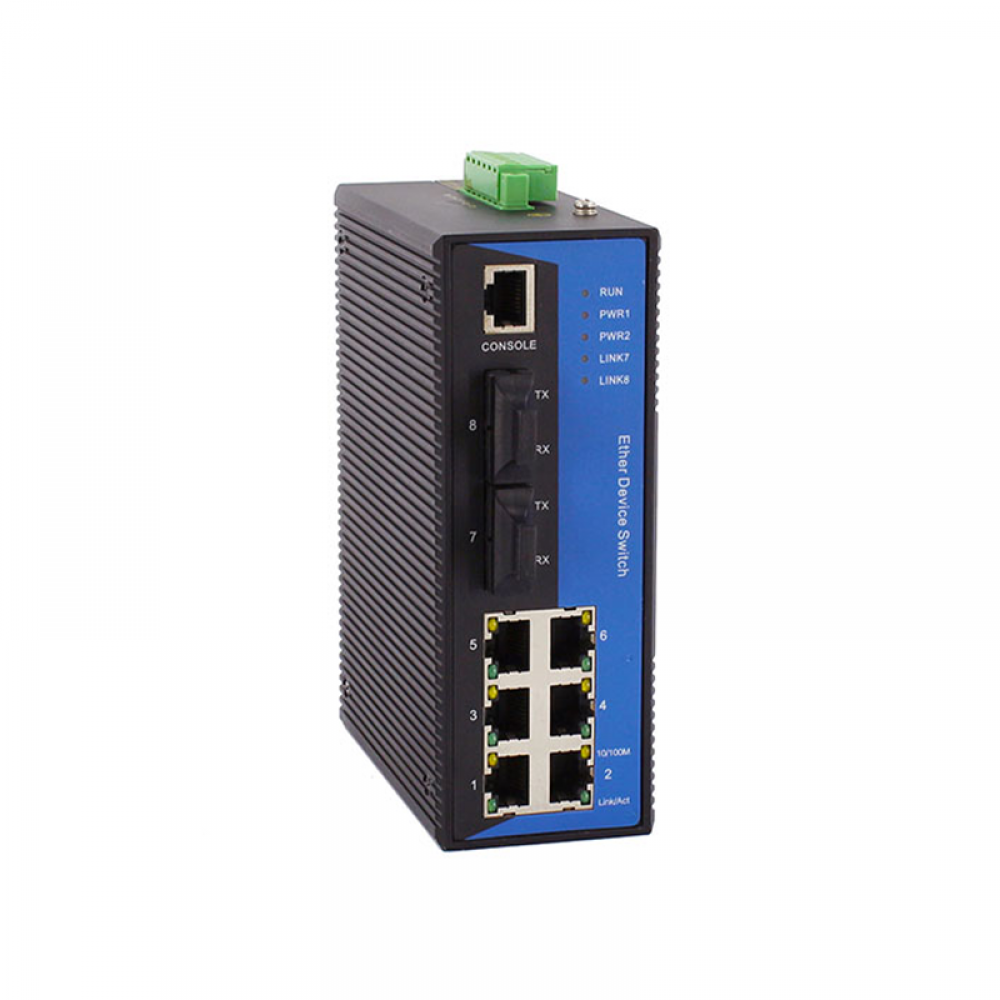 8 Ports 10/100Base layer 2 managed Din-rail industrial Ethernet switch with fiber ports uplink