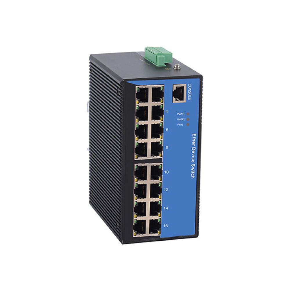 16 Ports 10/100Base layer 2 managed Din-rail industrial Ethernet switch