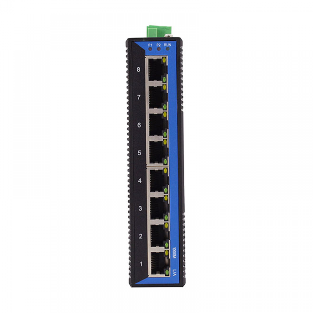 8 ports full gigabit Din-rail mounting unmanaged industrial Ethernet switch