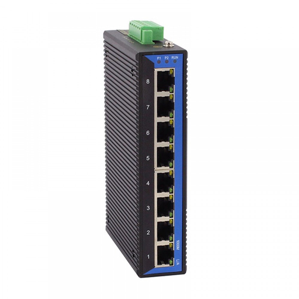 8 ports full gigabit Din-rail mounting unmanaged industrial Ethernet switch